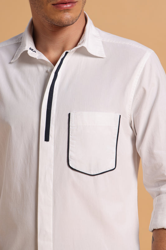 Classic White Cotton Regular Fit Shirt for Men