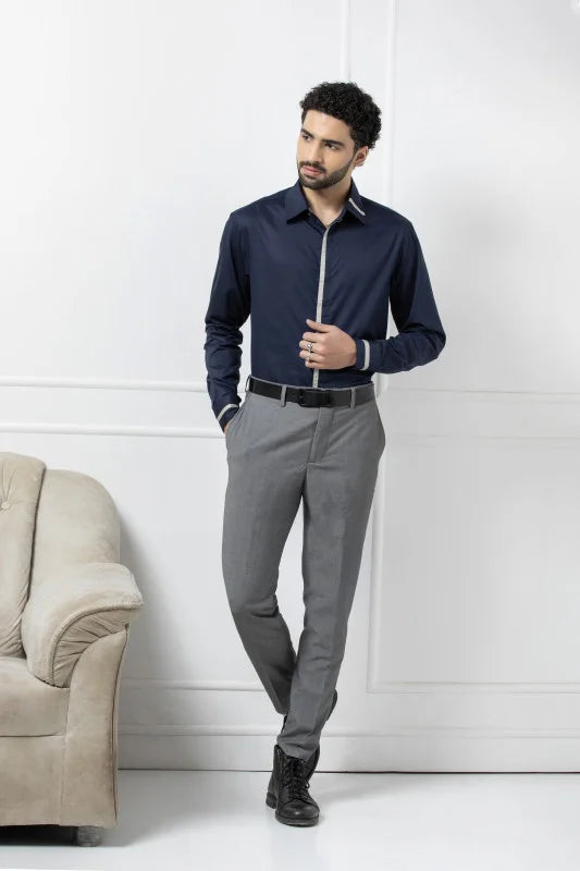NAVY LUXE CONTRAST SHIRT