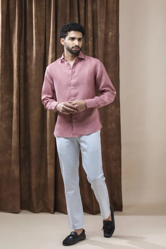 BLUSH TEXTURED LINEN SHIRT