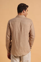 Desert Beige Pure Linen Regular Fit Shirt for Men
