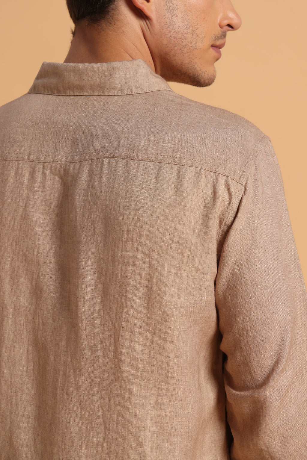 Desert Beige Pure Linen Regular Fit Shirt for Men