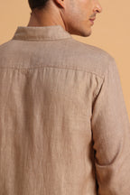 Desert Beige Pure Linen Regular Fit Shirt for Men