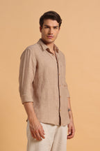 Desert Beige Pure Linen Regular Fit Shirt for Men