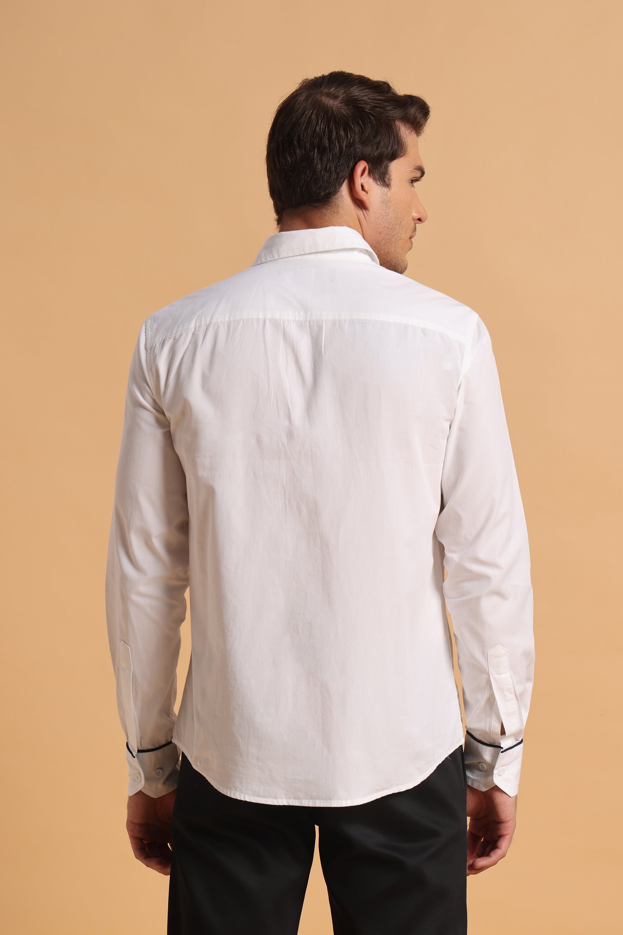 Classic White Cotton Regular Fit Shirt for Men