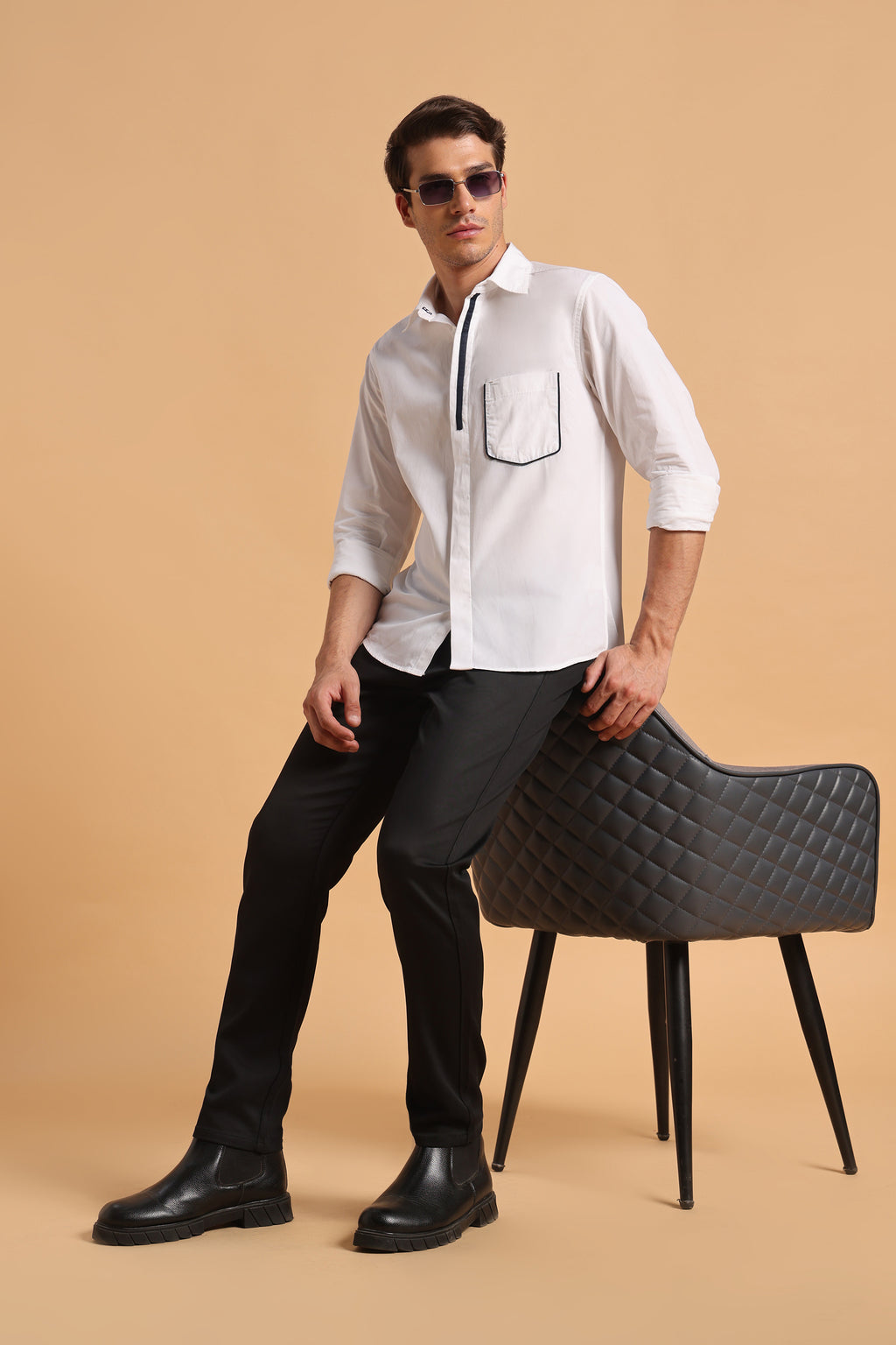 Classic White Cotton Regular Fit Shirt for Men