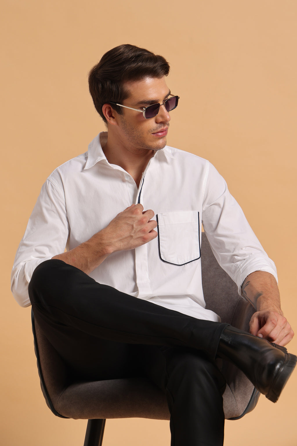 Classic White Cotton Regular Fit Shirt for Men