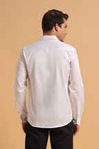 Pure White Cotton Regular Fit Shirt for Men