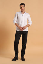 Pure White Cotton Regular Fit Shirt for Men