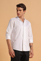 Pure White Cotton Regular Fit Shirt for Men