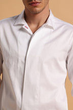 Pure White Cotton Regular Fit Shirt for Men