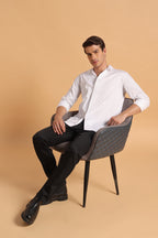 Pure White Cotton Regular Fit Shirt for Men