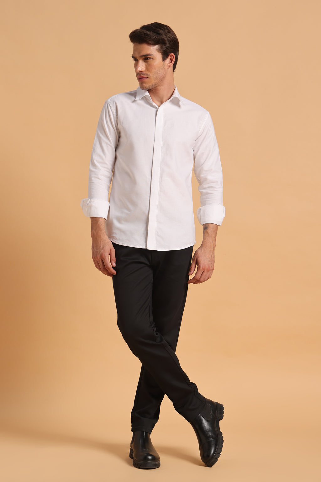 Pure White Oxford Slim Fit Shirt for Men