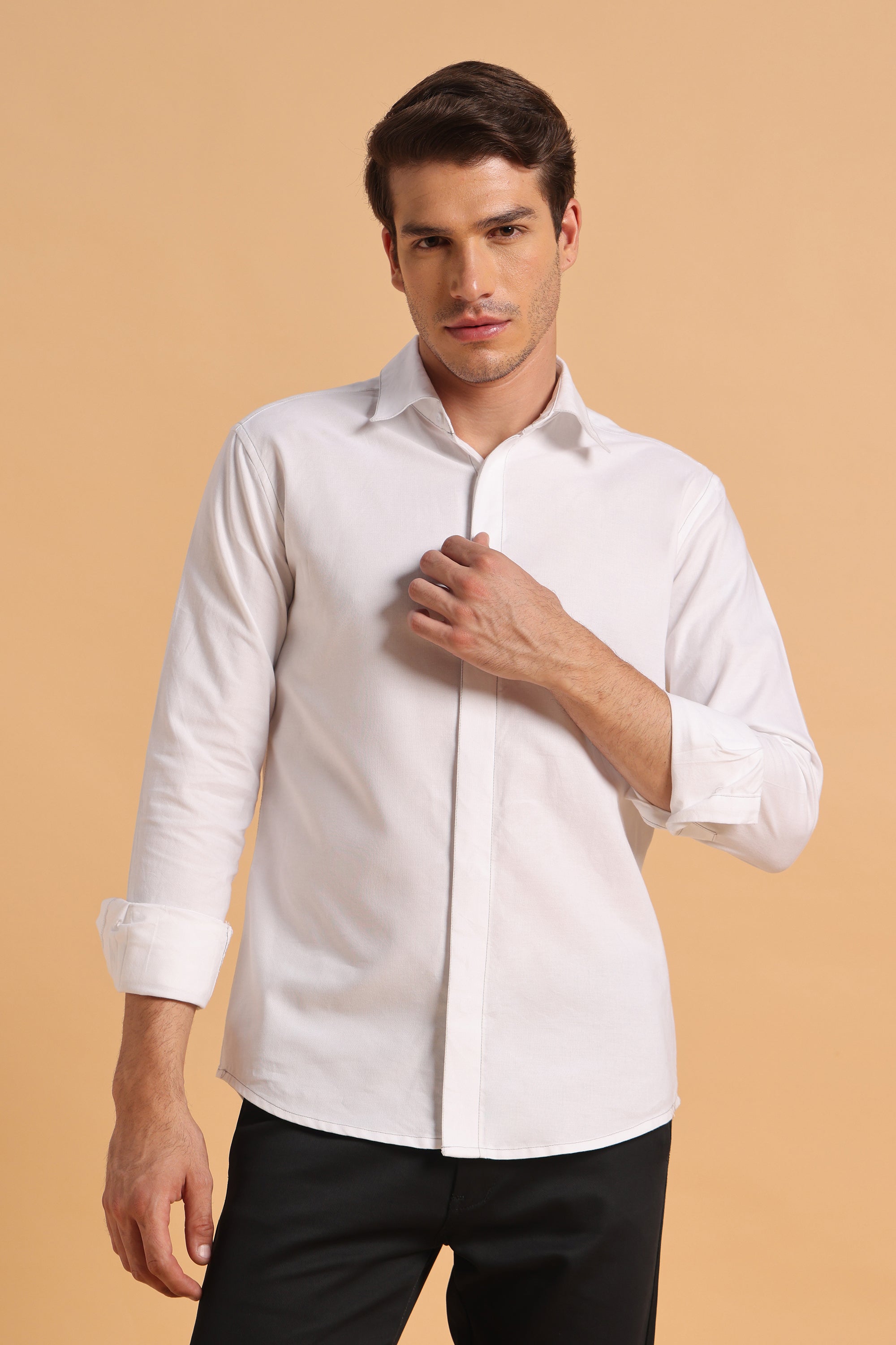 Pure White Oxford Slim Fit Shirt for Men