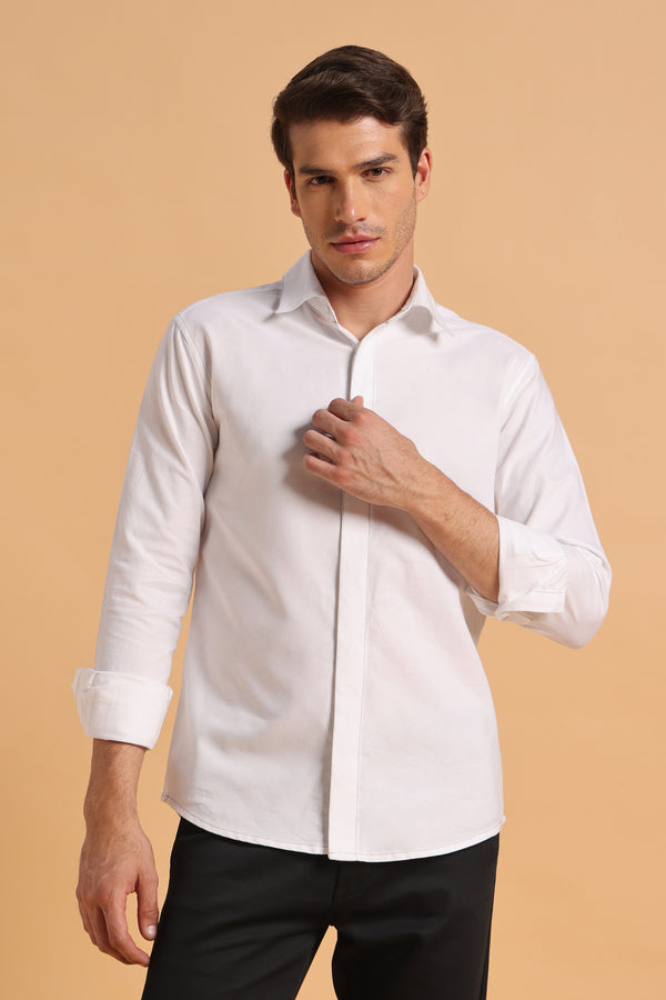 Pure White Oxford Slim Fit Shirt for Men