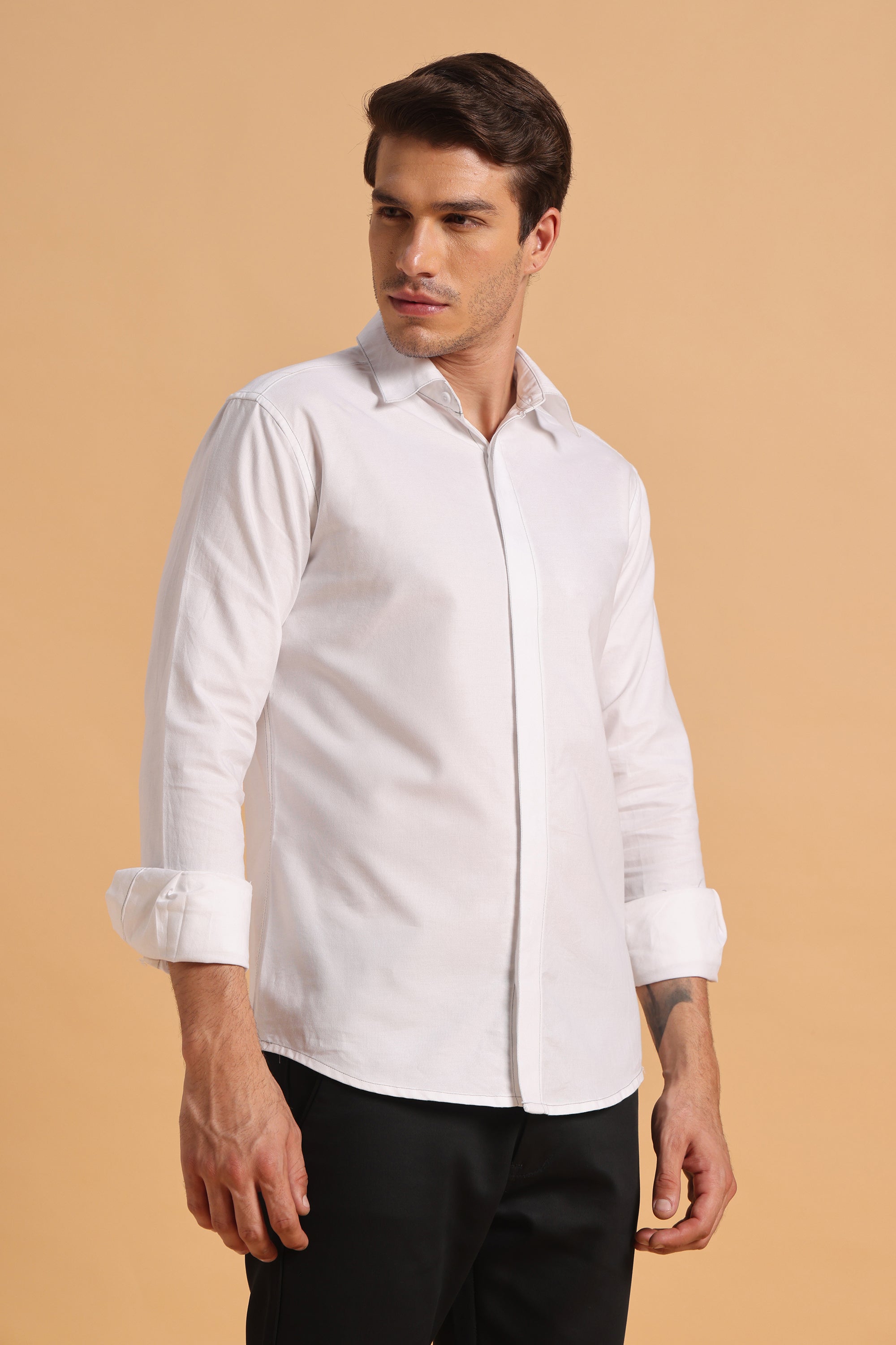 Pure White Oxford Slim Fit Shirt for Men