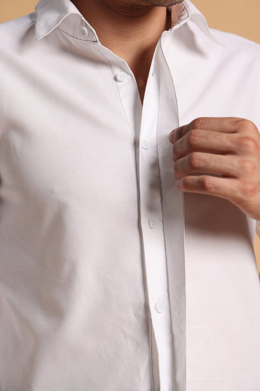 Pure White Oxford Slim Fit Shirt for Men