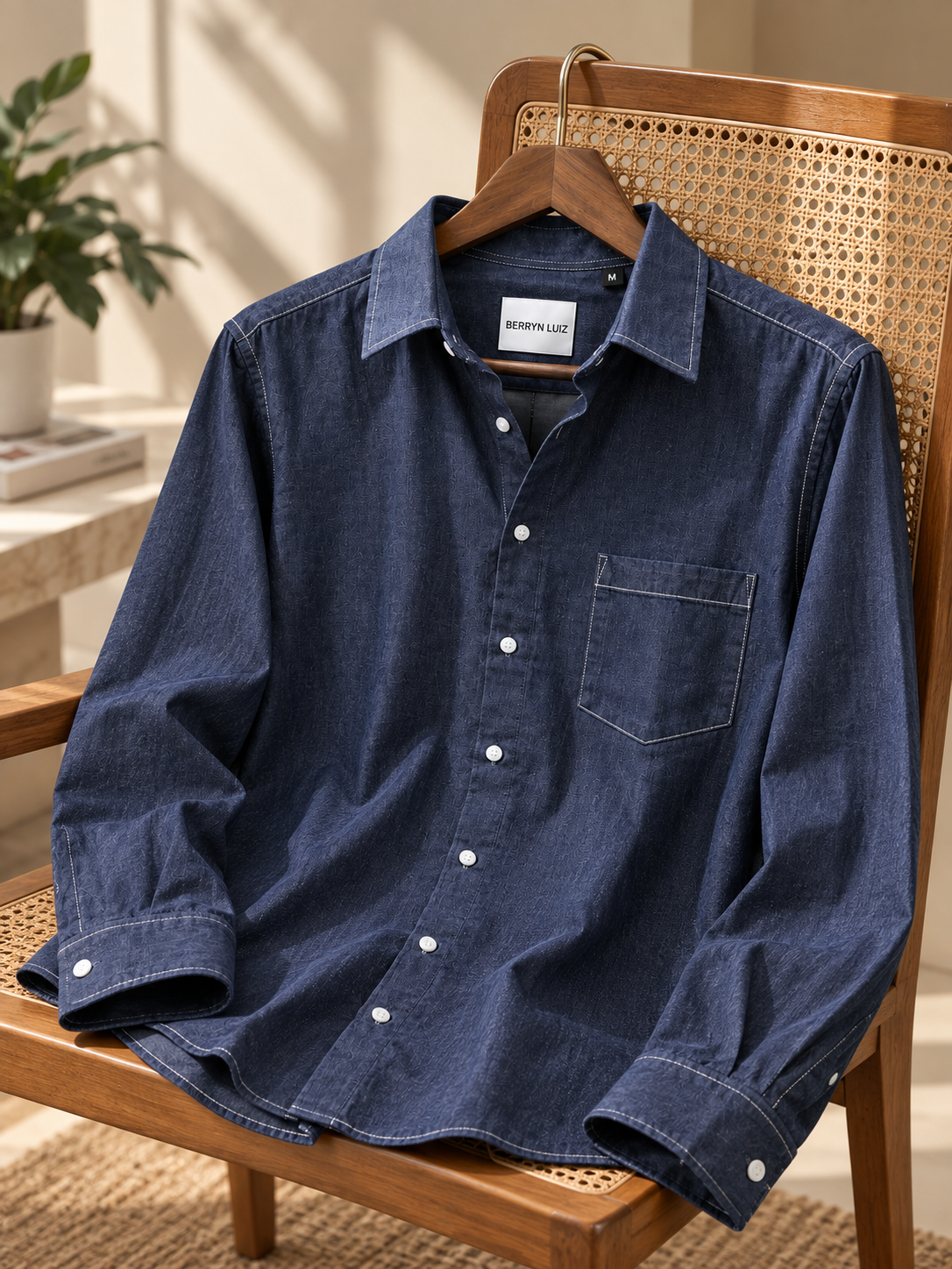 DENIM CONTRAST THEARD SHIRT