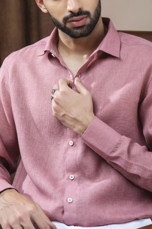 BLUSH TEXTURED LINEN SHIRT