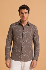 Charcoal Brown Twill Cotton Regular Fit Shirt for Men