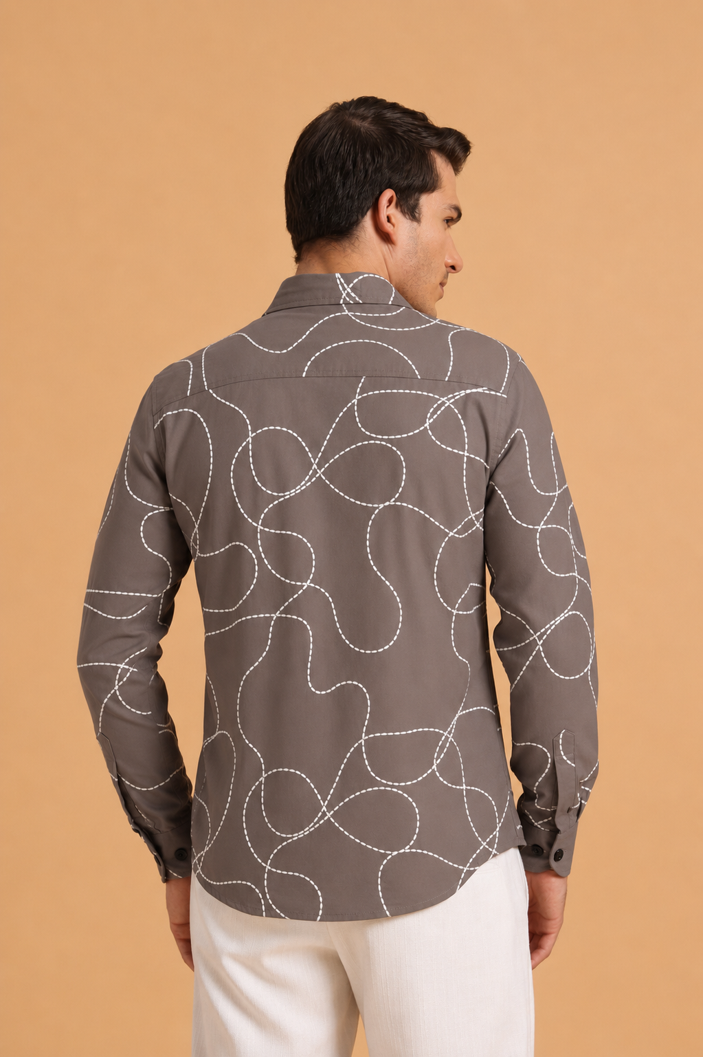 Charcoal Brown Twill Cotton Regular Fit Shirt for Men