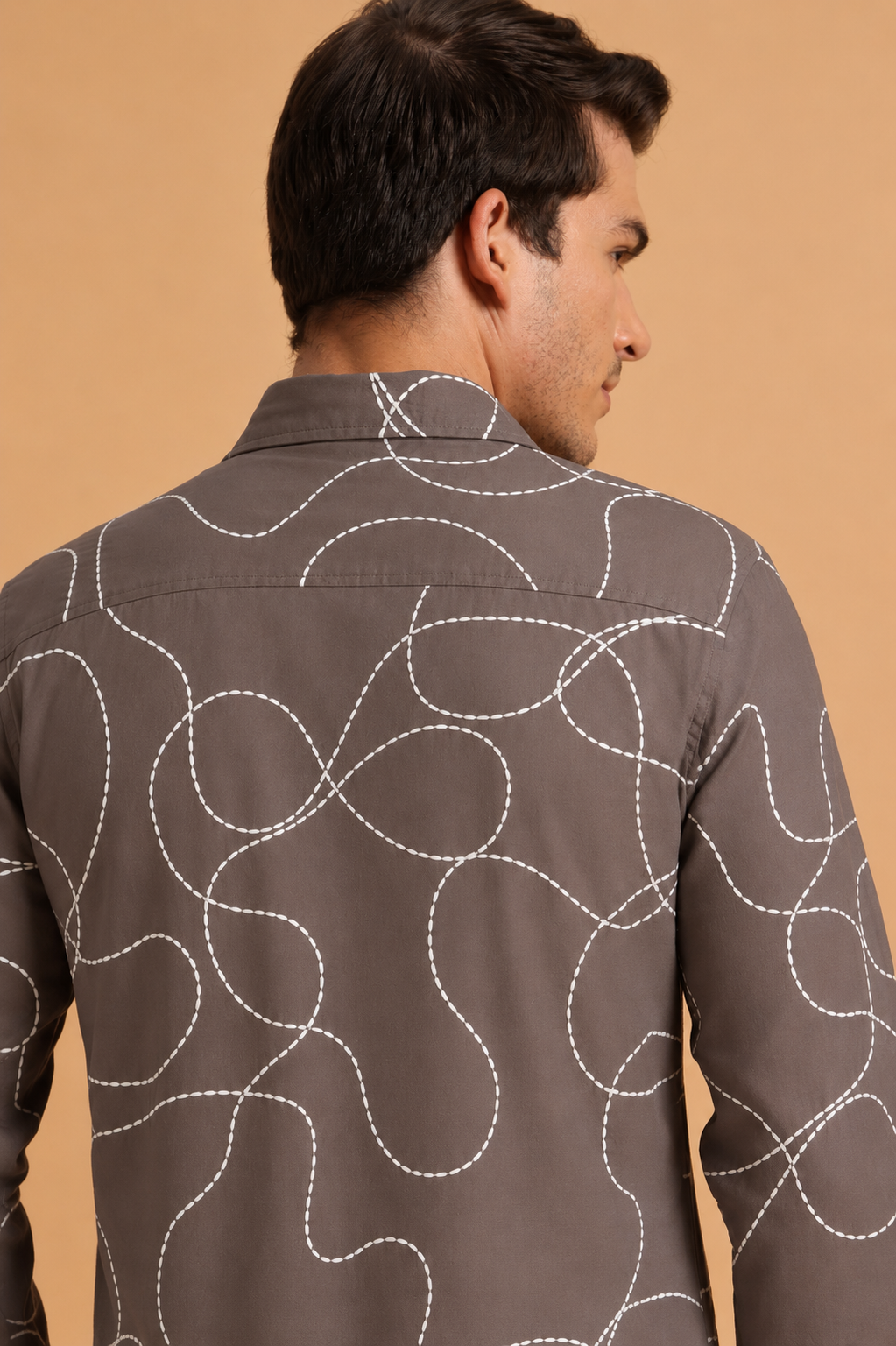 Charcoal Brown Twill Cotton Regular Fit Shirt for Men