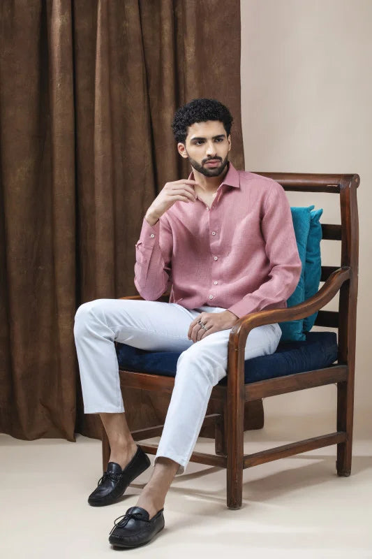 BLUSH TEXTURED LINEN SHIRT
