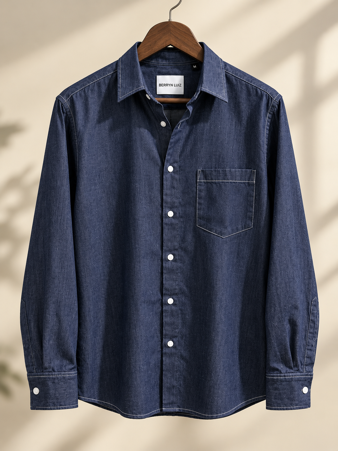 DENIM CONTRAST THEARD SHIRT