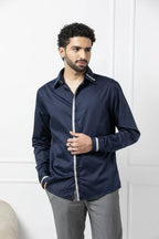 NAVY LUXE CONTRAST SHIRT