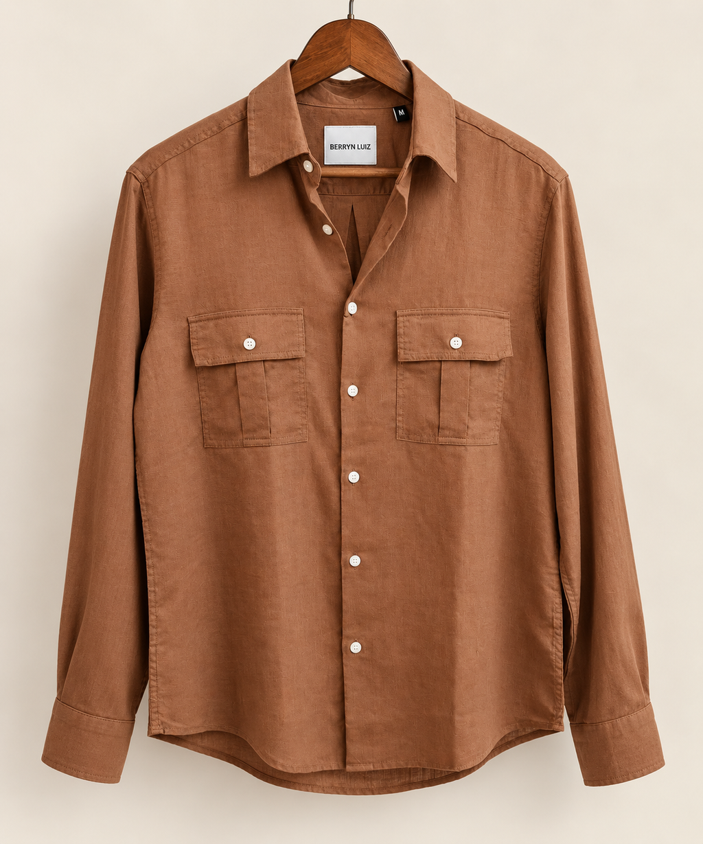 BEIGE LENIN DUEL POCKET SHIRT