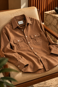 BEIGE LENIN DUEL POCKET SHIRT