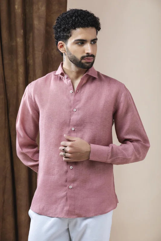 BLUSH TEXTURED LINEN SHIRT