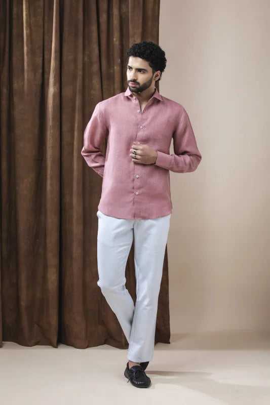 BLUSH TEXTURED LINEN SHIRT