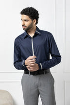 NAVY LUXE CONTRAST SHIRT